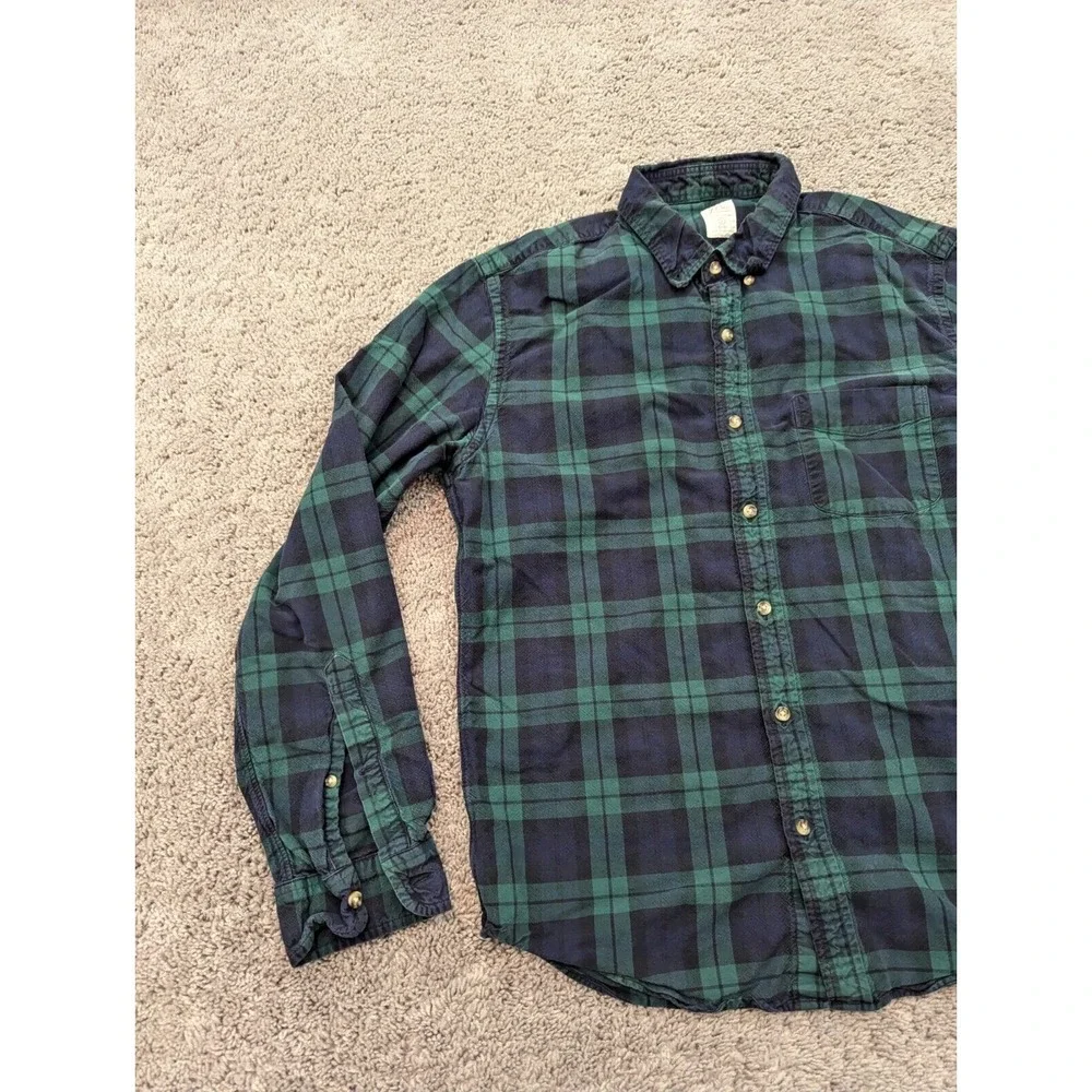 J. Crew‎ Button Up Shirt Mens Large Slim Plaid Green Long Sleeves